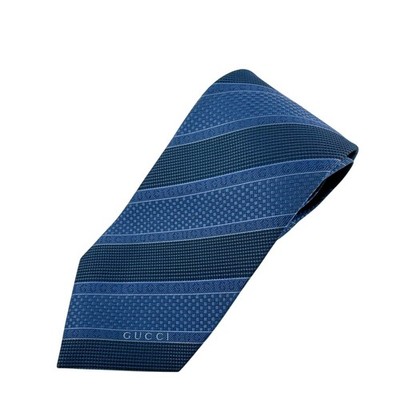 GUCCI GG pattern silk tie blue silk