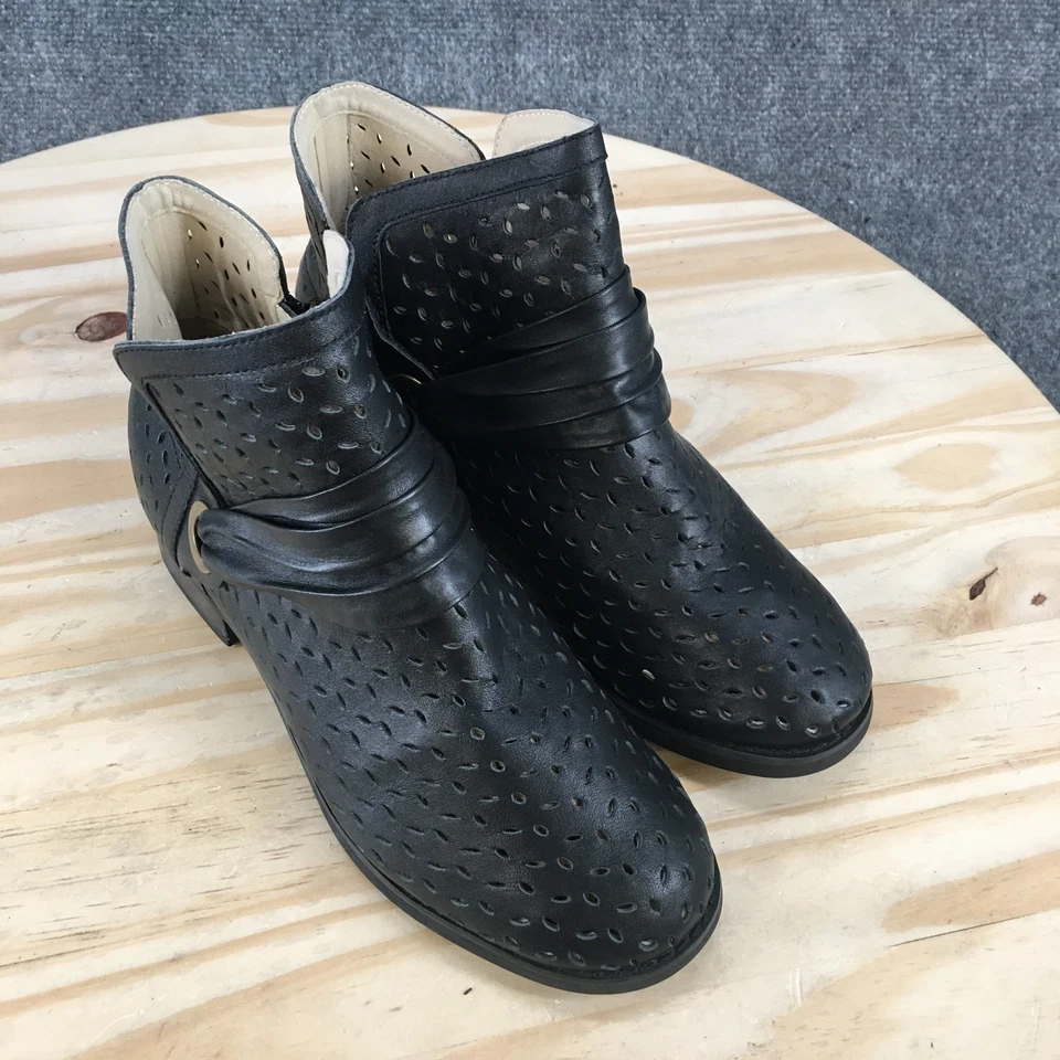 Botas Spenco para mujer 6.5 B botín Priscilla negras informales tacones en bloque tobillo Foto 3 de 4