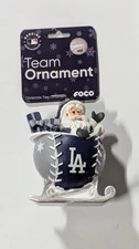 Los Angeles Dodgers Christmas Tree Holiday Ornament - Santa in Baseball Sleigh