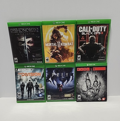 Lot of 6  Assorted Xbox One Video Games Prey Call-Duty Evolve The Division