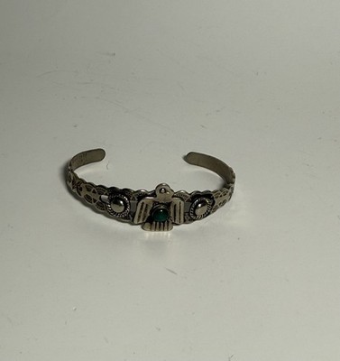 Vintage Sterling Silver 925 Turquoise Eagle Bangle