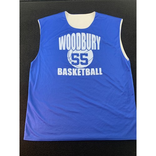Woodbury Basketball Reversible Jersey Number 55 Blue White Athletic