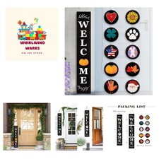 Charming 47'' Wooden Welcome Sign for Front Porch with Seasonal Decor Options