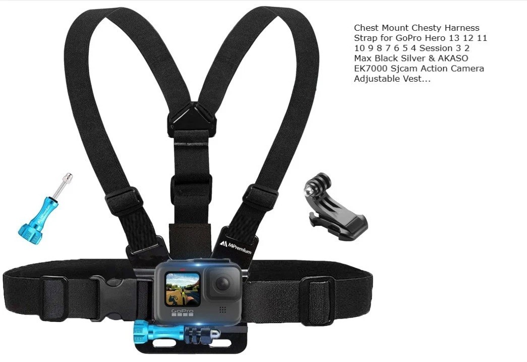 Chest Mount Chesty Harness Strap for GoPro Hero 13 12 11 10 9 8 7 6 5 4 Session
