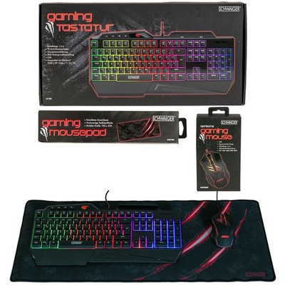 Schwaiger Gaming PC Bundle Tastatur + Maus + Deskpad Mauspad XXL USB RGB LED