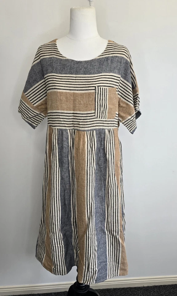 Vestido Soul Sparrow Mujer Talla M/L Mezcla de Lino Algodón Manga Corta Midi Foto 2 de 4