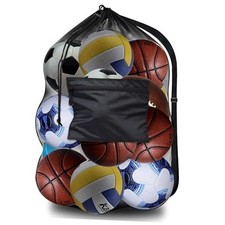 Extra Large Mesh Ball Bag,Drawstring Bags Sports Soccer Ball Bag Black-XL