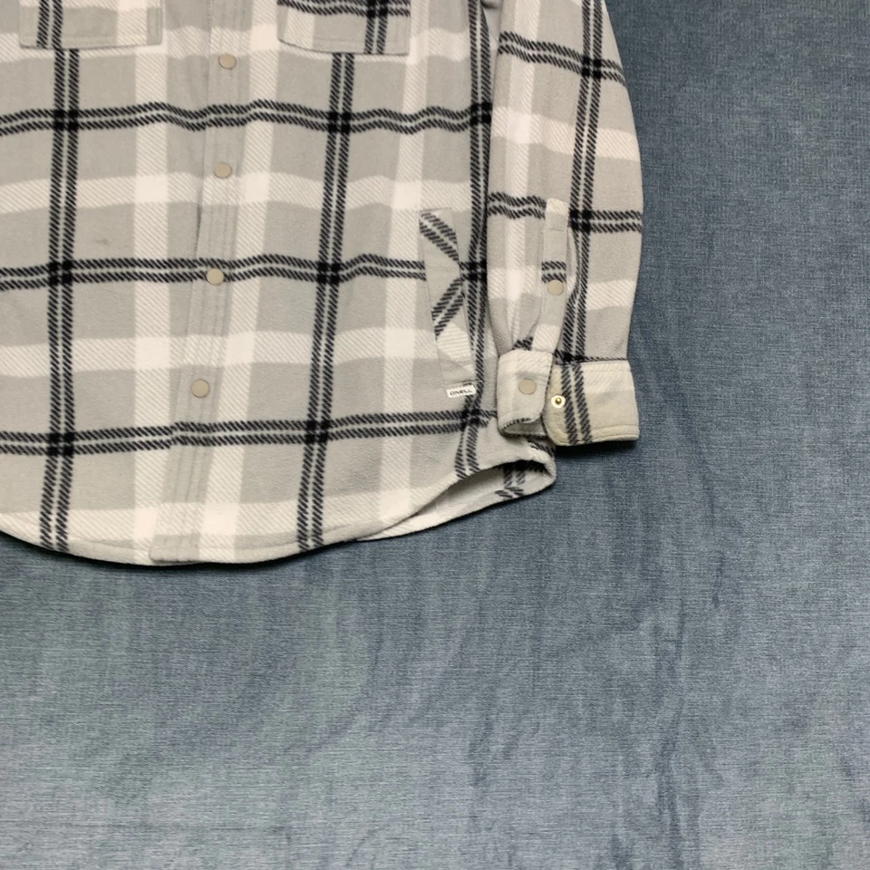 O'Neill фланелевая рубашка женщин маленький серый черный клетку мягкий флис Snap спереди уютный - Изображение 2 из 4