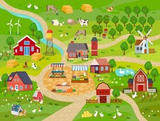 Kids Rug Indoor Nursery Rug 5'x7' Farm Theme Rug in Playroom Play Carpet Room...