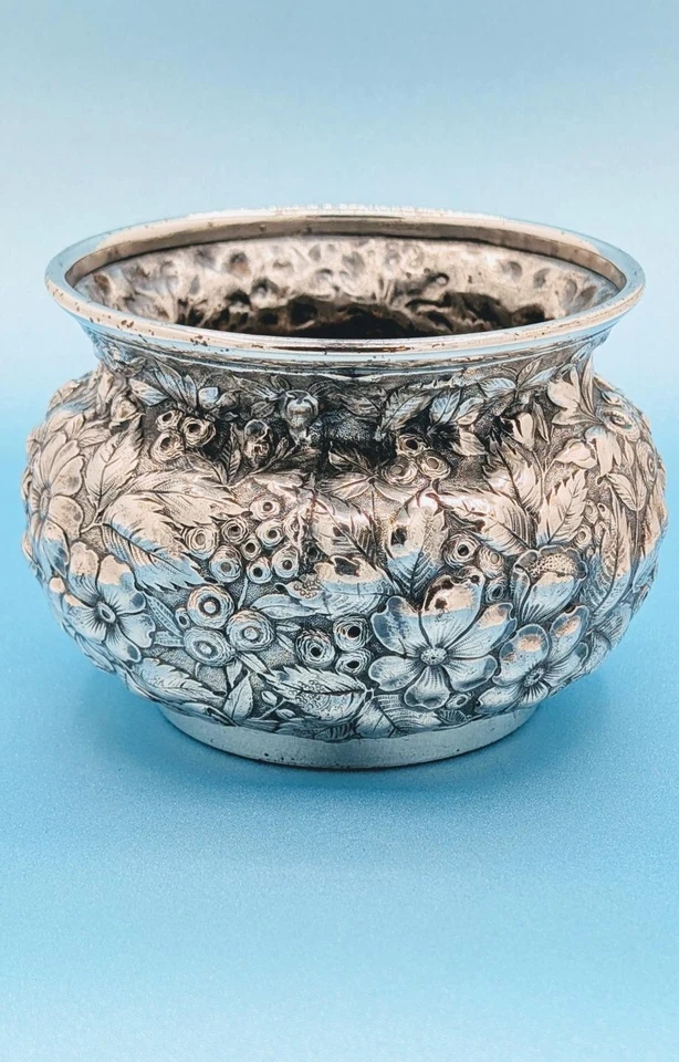 Rare Antique Victorian Barbour Silver Plate Repouse Aesthetic Waste Pot Slop Jar - Image 4 of 4