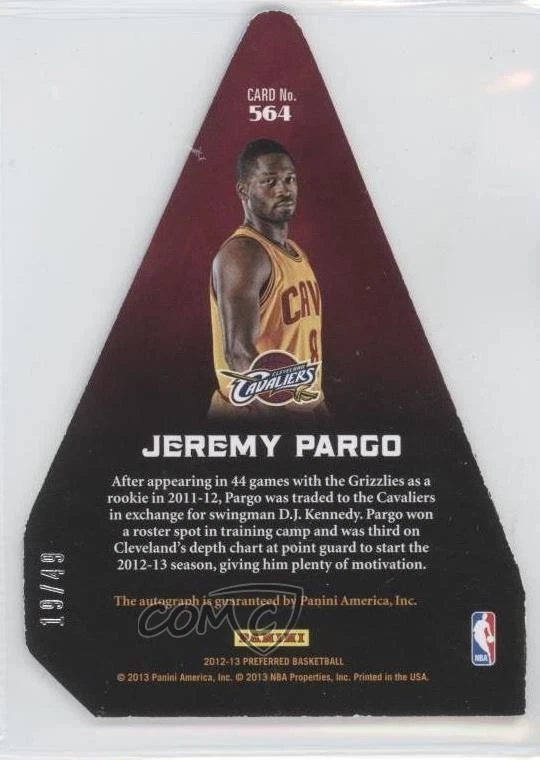 2012-13 Panini Preferred Blue /49 Jeremy Pargo #564 Rookie Auto RC - Image 2 of 2