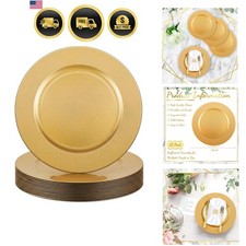 12 Pcs 13 Inch Charger Plates Bulk Round Wedding Chargers Plastic Dinner Plat...