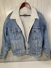 Vintage Levi s Men s Denim Jacket Large Red Tab Sherpa Lined Trucker Snap USA