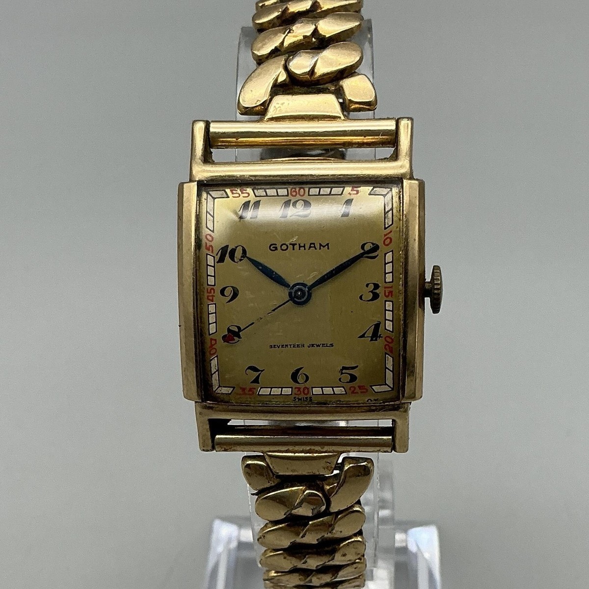 Vintage Gotham Mens Watch 25mm 10K Gold Filled Art Deco NOT 