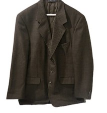 Bert Pulitzer Blazer 43R Brown Houndstooth Windowpane Wool Blend No Vent