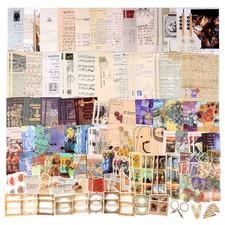 200 Pieces Vintage Scrapbook Supplies Pack for Junk Journal Planners DIY Paper