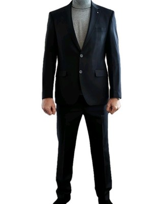 DIGEL Herren Anzug Gr 48 M Business Sakko Hose  Wie Neu Wolle Anteil TOP Schwarz
