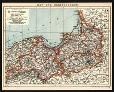 Landkarte anno 1907 - Ostpreußen Westpreußen Königsberg Danzig Allenstein Memel