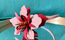 Prada saffiano leather headband with a floral...