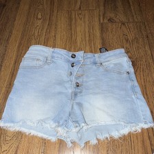 Kendall Kylie High-Rise Light Wash Denim Cutoff Shorts Frayed 9/29