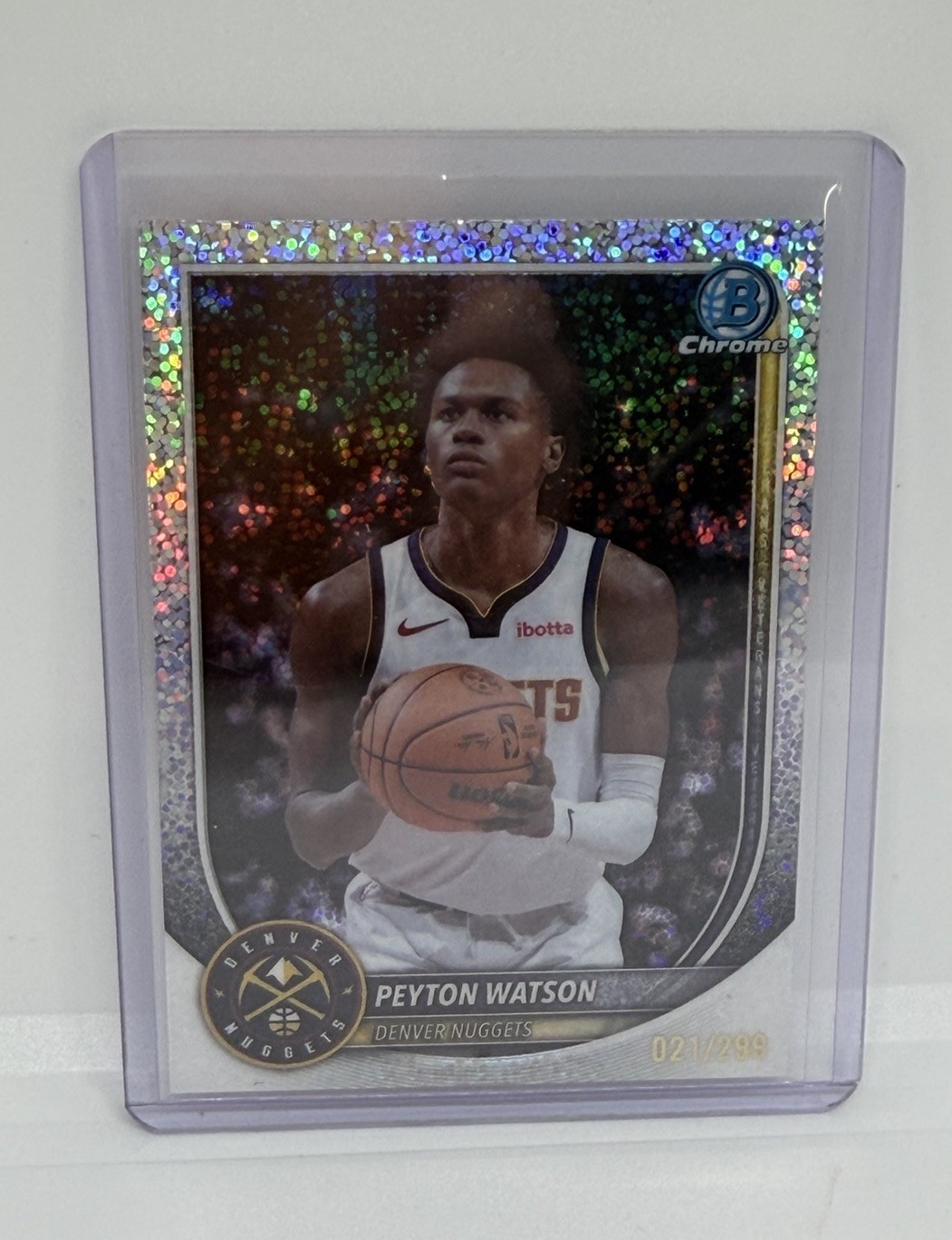 Peyton Watson 2025-26 Bowman #BCV-180 Chrome Speckle Refractor /299 Nuggets