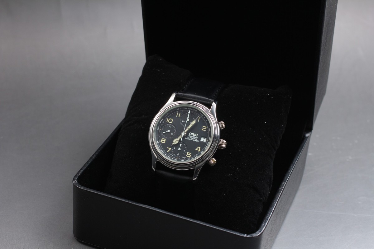 Oris 7415 Chronograph 17 Jewel Automatic Winder Black Dial Swiss