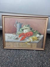 Nature morte au homard h/t signé **