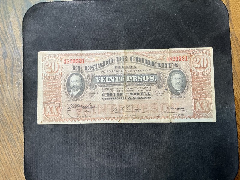 Mexico 1915 20 Pesos (Revolutionary) Banknote.  N4222