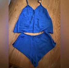 Victoria's Secret Blue SatinCamisole and Shorts Set size Small