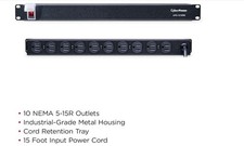CyberPower CPS1215RMS Rackmount Surge Protector, 120V/15A, 12 Outlets, 15' Cable
