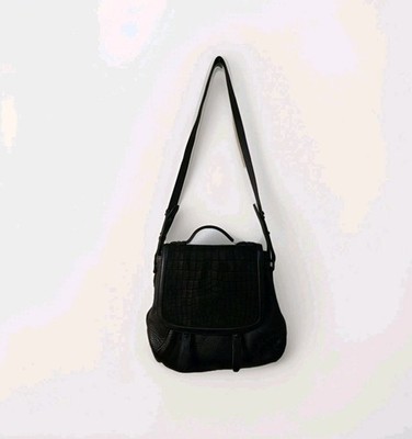 Mackage Carrie Large Black Leather Satchel Crossbody Bag Purse