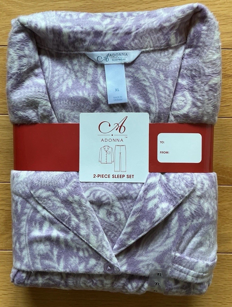 Adonna Women's Sleepwear 2-Piece Flannel Pajama Set Lana Paisley Prple Size XL