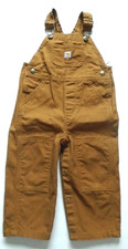 Carhartt Kids Toddler Bib Overalls Brown Double Knee Classic Snap Hem Size 24M