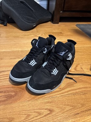 Air Jordan 4 Retro Black Canvas Sneakers Size 7.5￼