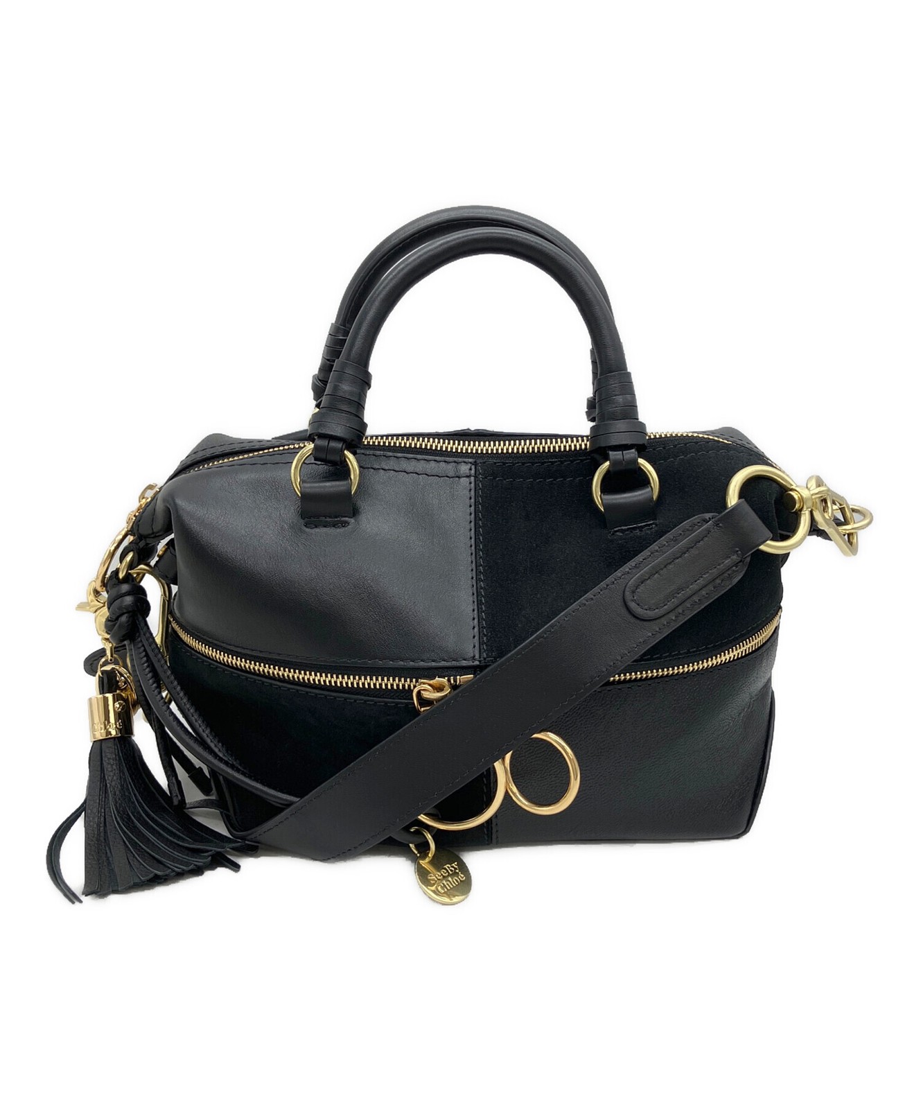 See By Chloe Hand Shoulder Bag Tote Purse 2way Black Authentic