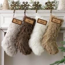 Personalized Christmas Stockings, 4 Pcs 18 Inch Neutral Luxury Thick Plush Faux