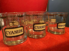 VINTAGE Cera Name Your Poison Glasses Set 11pc Mid Century MCM Barware Neiman