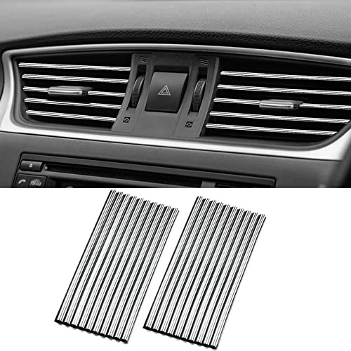 20 Pcs Car Vent Outlet Trim Strip Chrome PVC Car Air Conditioner Vent Silver