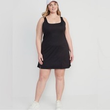 NWT Old Navy Womens Black PowerSoft Sleeveless Shelf-Bra Support Dress Size 2XL