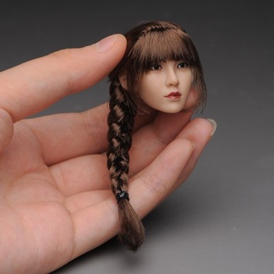 YMTOYS 1/6 Head Sculpt Brown Braid Girl Carved For 12'' Female TBL Action Figure