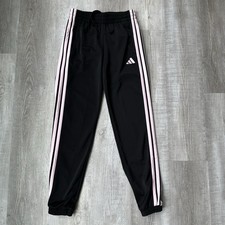Adidas Black Joggers Pink Stripes Womens Size XS
