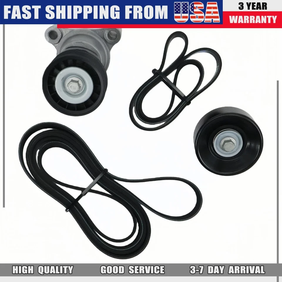 Serpentine Belt Tensioner Pulley Kit for GMC Sierra 2500 HD 2009-2014 K040355SF Foto 2 de 4