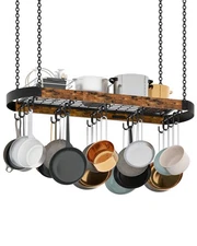 39.4-Inch Hanging Pot Rack, Space-Saving Pot Hanger for Kitchen, Ceiling Pan ...