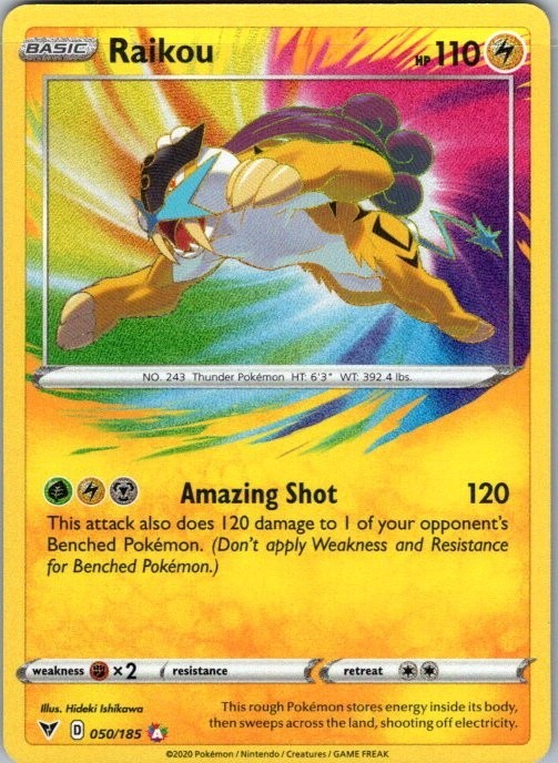Pokémon Card Raikou 050/185 Vivid Voltage Amazing Rare - Near Mint