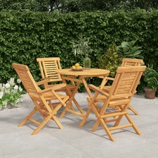 Garden Dining Set Natural Teak Solid Teak Wood 5 Piece Set