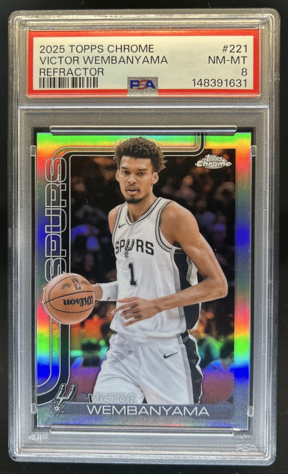 2025-26 Topps Chrome Victor Wembanyama Refractor #221 Spurs PSA 8