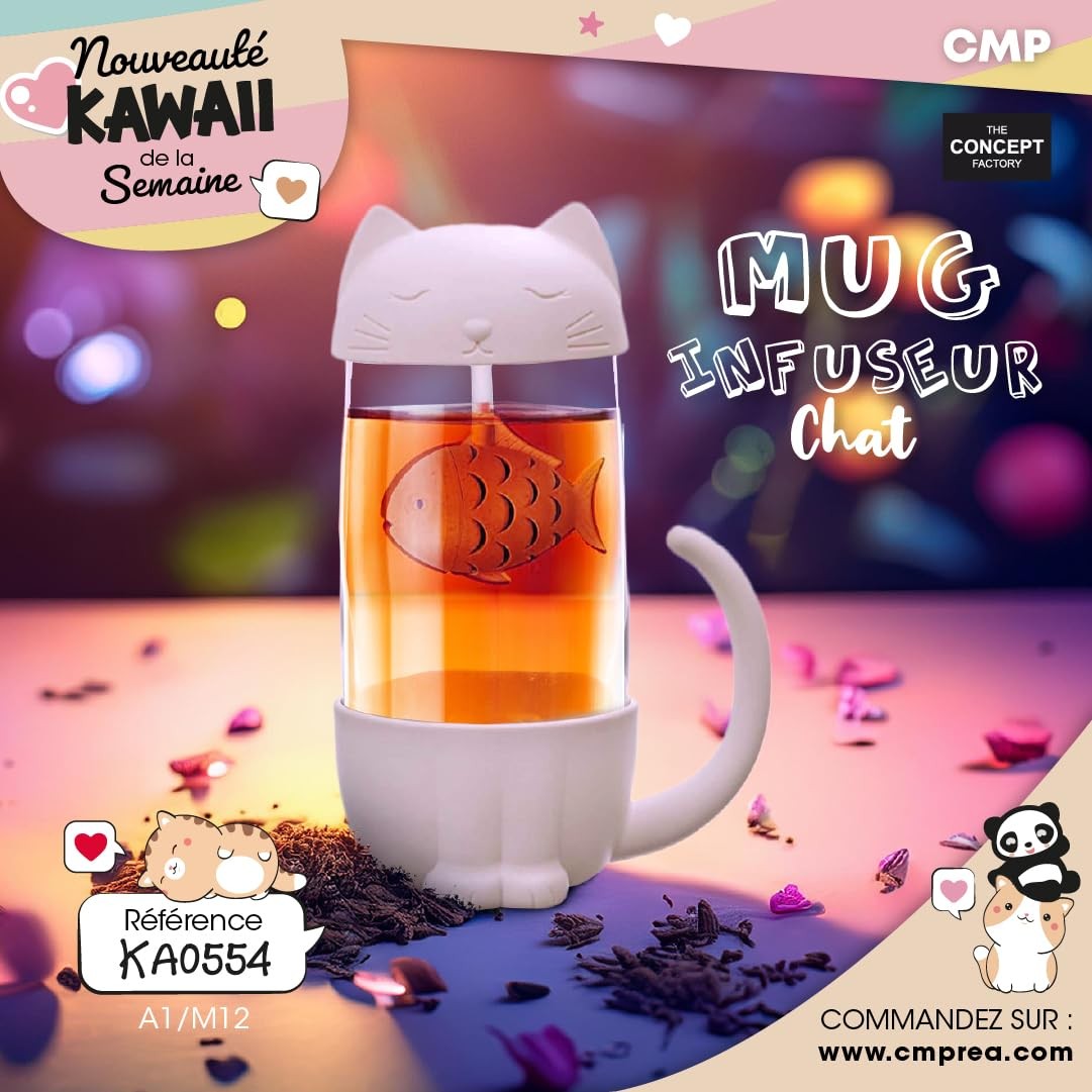Mug infuseur poisson chat idée cadeau originale pour fan de thé