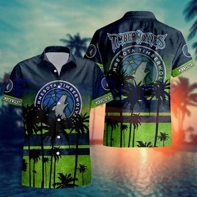 Minnesota Basketball Team Timberwolvess Hawaiian Button Down Shirt Unisex Adults