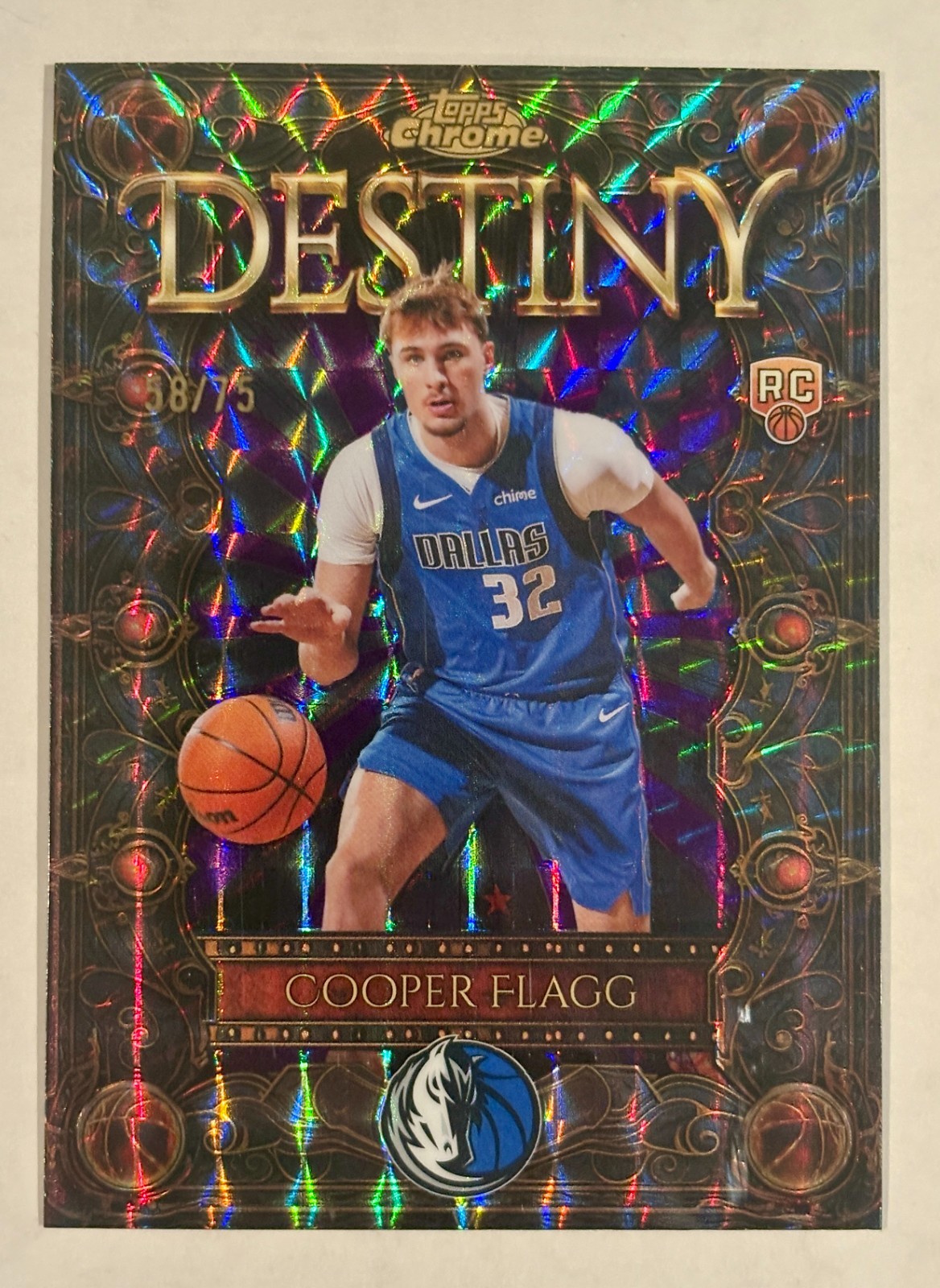 2025-26 Topps Chrome Cooper Flagg RC Rookie Destiny Purple Refractor /75 Mavs