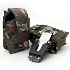 Army Camo Heavy Duty Small Utility Holster Pouch w/Removable Metal Clip